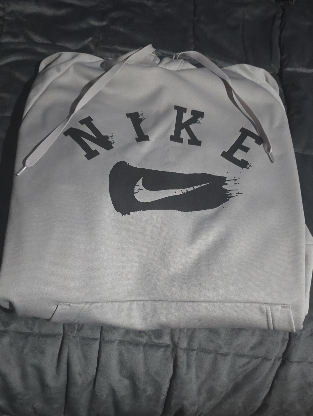 Mens Nike Light Gray Crewneck Sweatshirt with Black Logo
